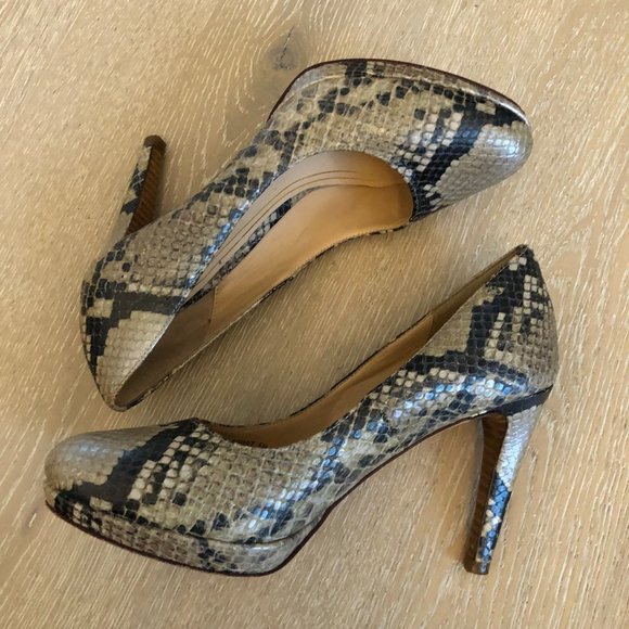 Leather Snakeskin Print Heels - Picture 9 of 11